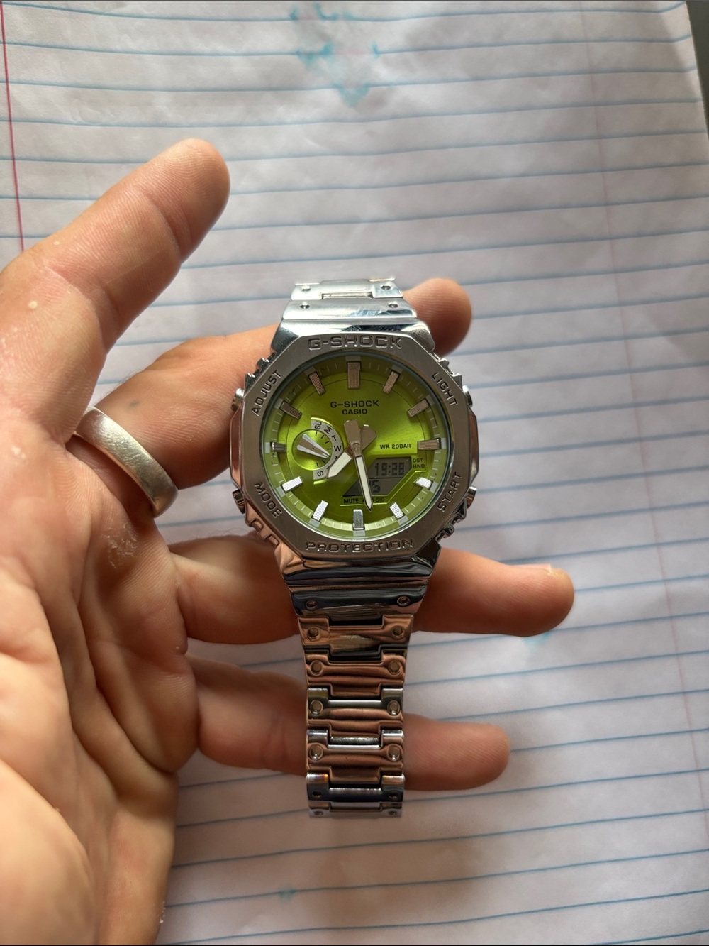 G-Shock Silver Case Neon Green Dial Sport Watch - Picture 2 of 5